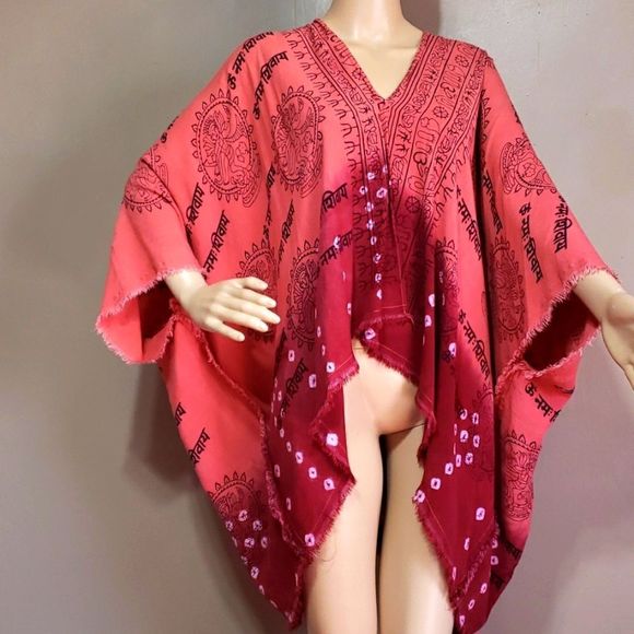 WorldMarket distressed edges    ethnic wrap with sleeves, sz OS - Picture 1 of 5